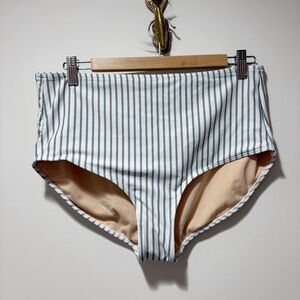 Albion Blue Striped High Waisted Bikini Bottoms Size XL New Without Tags Beach